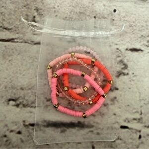 Set of Five Beaded Stretch Elastic Bracelets